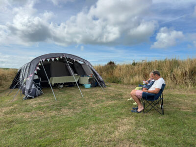 A typical pitch at Abercastle Campsite West Wales, Garn Isaf.